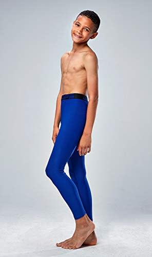 DEVOPS 2 Pack Youth & Boys Thermal Compression Baselayer Sport Tights Fleece Lined Pants & Long Sleeve Top