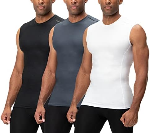 DEVOPS 3 Pack Men's Athletic Compression Shirts Sleeveless DEVOPS 3 Pack Men's Athletic Compression Shirts Sleeveless