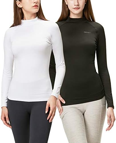DEVOPS Women's 2 Pack Thermal Turtle Long Sleeve Shirts Compression Baselayer Tops
