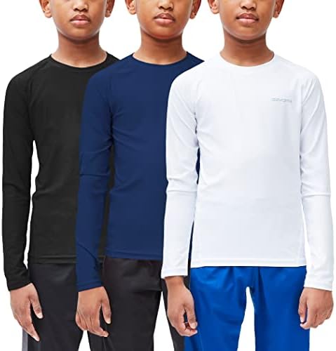 DEVOPS Youth Boys 2 or 3 Pack Compression Athletic Performance Baselayer Long Sleeve Shirts