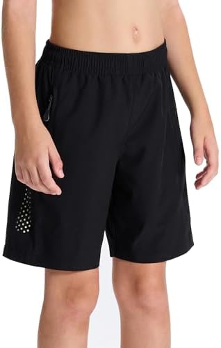DEVOROPA Boys Athletic Shorts Lightweight Quick Dry Hiking Cargo Shorts with Zipper Pockets for Outdoor Running