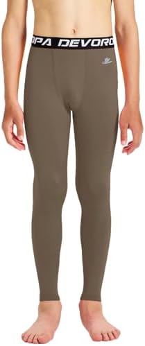 DEVOROPA Boys Leggings Quick Dry Youth Compression Pants Sports Tights Basketball Base Layer Husky/Slim/Regular