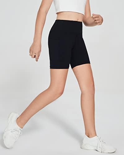 DEVOROPA Girls 5" Spandex Volleyball Shorts Stretch Youth Athletic Gymnastics Shorts Kid Yoga Dance Compression Shorts Pocket