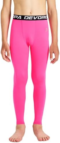 DEVOROPA Youth Boys' Compression Leggings Sports Tights Fleece Lined Thermal Base Layer Pants