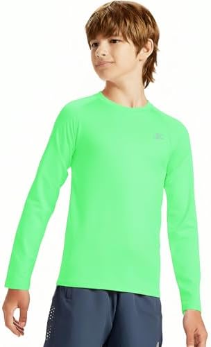 DEVOROPA Youth Boys Compression Shirt Long Sleeve Football Baseball Undershirt Quick Dry Kids Sports Baselayer Crewneck