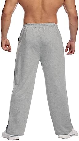 Deyeek Men's Lightweight Sweatpants Open Bottom Sweat Pants For Men Straight Leg Gym Sweatpants Lounge Pants With Pockets