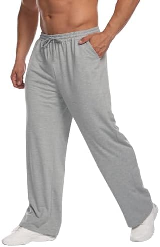 Deyeek Men's Lightweight Sweatpants Open Bottom Sweat Pants for Men Straight Leg Gym Sweatpants Lounge Pants with Pockets