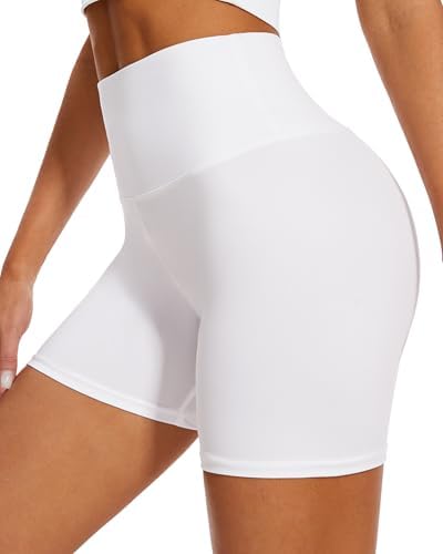 DHSO High Waisted Biker Shorts for Women-5" Tummy Control Fitness Athletic Workout Running Yoga Gym Shorts