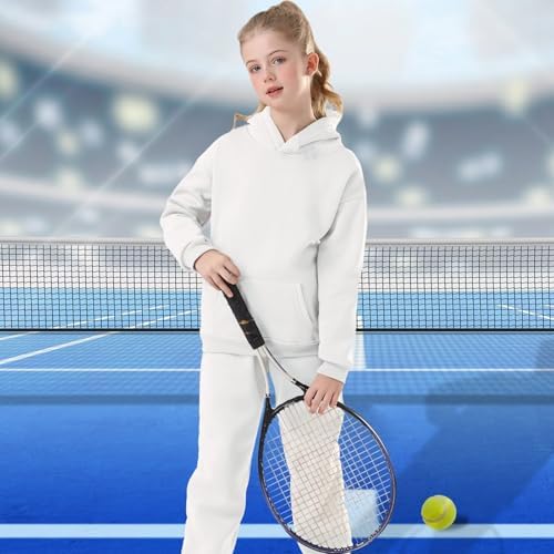 DHSPKN Girls Boys 2 Piece Tracksuit Athletic Sweatsuits Sets Hooded Sweatshirt And Jogger Sweatpants Clothing Sets For Kids