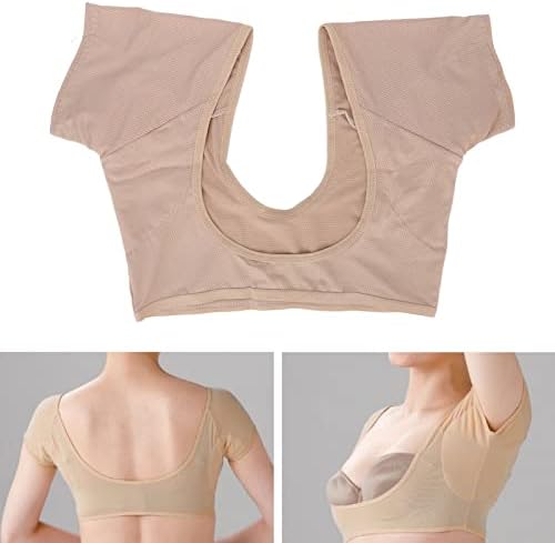 Dioche Underarm Sweat Vest Quick Dry Breathable Mesh Reusable Sweat Proof Washable Armpit For Women Girls Skin Color (L)