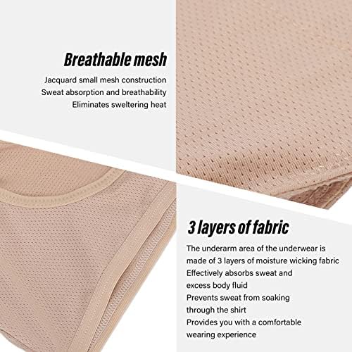 Dioche Underarm Sweat Vest Quick Dry Breathable Mesh Reusable Sweat Proof Washable Armpit For Women Girls Skin Color (L)