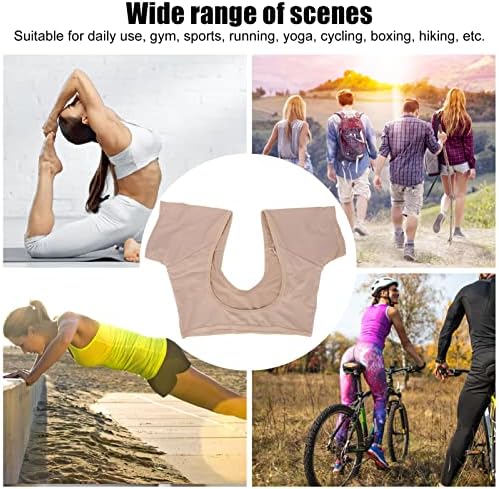 Dioche Underarm Sweat Vest Quick Dry Breathable Mesh Reusable Sweat Proof Washable Armpit For Women Girls Skin Color (L)