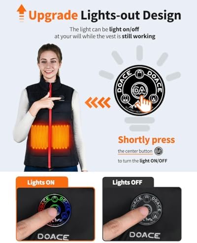 DOACE Heated Vest For Women And Men Smart Electric Heating Vest Rechargeable Battery Not Included