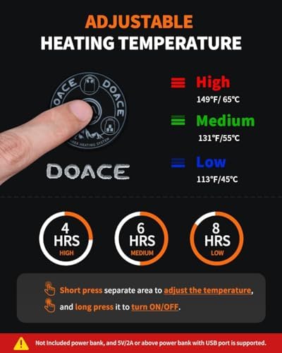 DOACE Heated Vest For Women And Men Smart Electric Heating Vest Rechargeable Battery Not Included