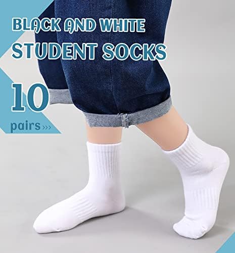 DoSmart Kids Athletic Crew Socks Boys Girls Classics Cotton School Uniform Childs Sports Breathable Casual Socks 10 Pairs