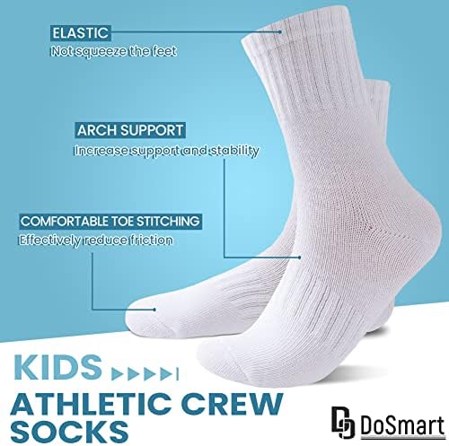 DoSmart Kids Athletic Crew Socks Boys Girls Classics Cotton School Uniform Childs Sports Breathable Casual Socks 10 Pairs