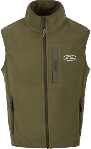 Drake Waterfowl Youths' Unisex Camp Fleece DY1080 Hunting Casual Anti-Pilling Moisture Wicking Zip Front Vest with Pockets