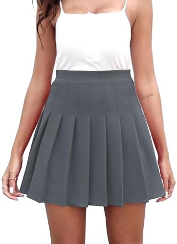 Dressever Women's Pleated Skirts Mini Skater Basic Skirt High Waist Tennis Skirt School Uniform Cheerleader Skirts