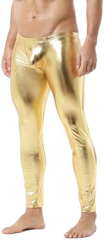 DTODWW Men's Faux Leather Activewear Leggings Slim Fit Tight Pants Long PU Pants Clubwear