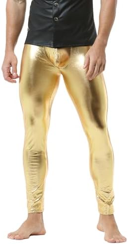 DTODWW Men's Faux Leather Activewear Leggings Slim Fit Tight Pants Long PU Pants Clubwear