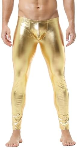 DTODWW Men's Faux Leather Activewear Leggings Slim Fit Tight Pants Long PU Pants Clubwear