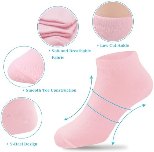Duufin 12 Pairs Girls Socks Ankle Athletic Half Cushion Low Cut Socks For Girls Kids