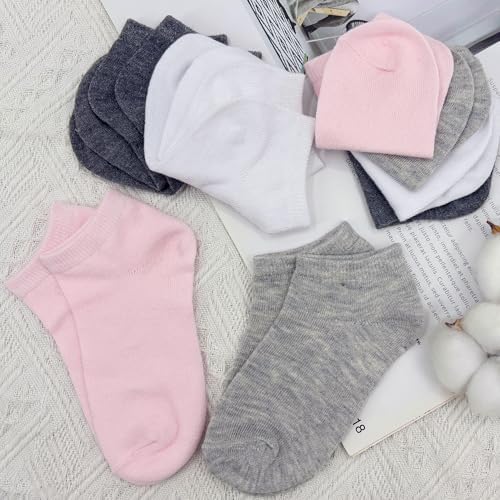 Duufin 12 Pairs Girls Socks Ankle Athletic Half Cushion Low Cut Socks For Girls Kids