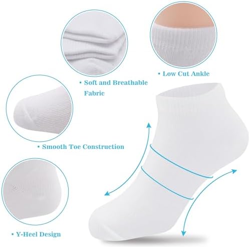 Duufin 12 Pairs Kids Ankle Socks Boys Girls Athletic Sock Low Cut Half Cushion Kids Socks