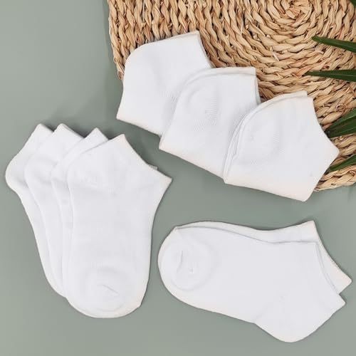 Duufin 12 Pairs Kids Ankle Socks Boys Girls Athletic Sock Low Cut Half Cushion Kids Socks