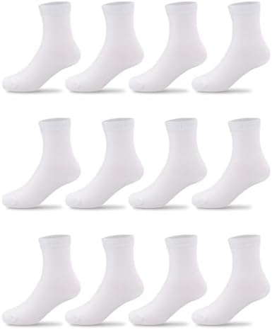 Duufin 12 Pairs Kids Crew Socks Boys Girls Youth Mid Calf Cut Casual Athletic School Dress Socks for Boys Girls 2-15 Years