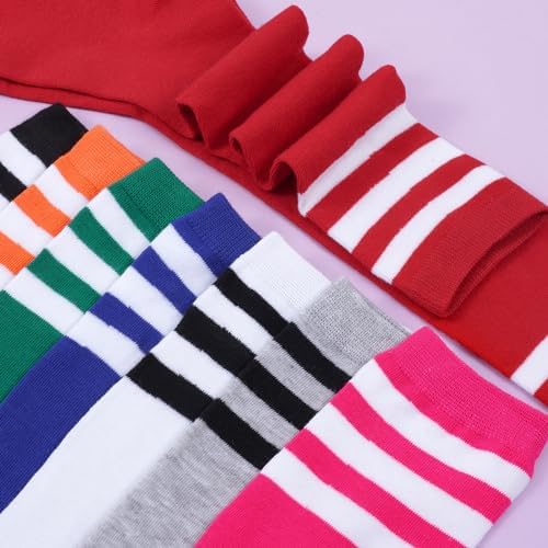 Dxhycc 3 Pairs Kids Soccer Socks Striped Knee High Socks Baseball Softball Socks Youth Athletic Socks For Boys Girls