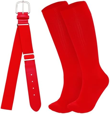 Dxhycc Youth Baseball Socks and Belt Combo Set Softball Baseball Socks and Elastic Waist Belt for Youth Boys Girls
