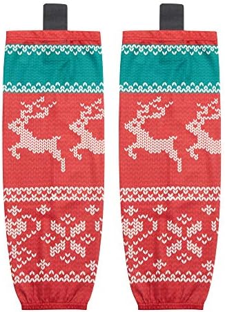 EALER Christmas Sublimated Practice Hockey Socks Leggings with elk and Snow for Men and Boys