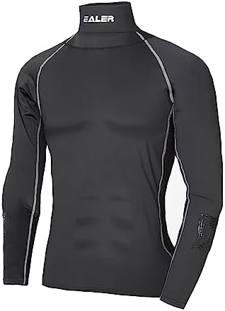 EALER Hockey Compression Shirt with Neck Guard Neck Protect Long Sleeve Shirt