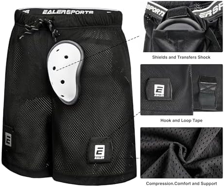 EALER HSM400 Men’s Loose Hockey Shorts Supporter Core Mesh Jock Hockey Shorts Jock Pants With BioFlex Cup Included