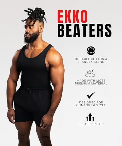 Ekkovision Beaters Men's Tank Tops Cotton Spandex Blend Tanks For Men Comfortable Durable Ribbed Fabric Please Size UP