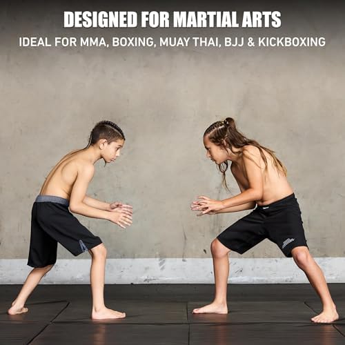 Elite Sports Kids MMA BJJ No GI UFC Grappling Shorts Sports Shorts For Boys & Girls Youth Jiu Jitsu Training Shorts Black