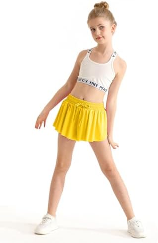 EQSJIU Girls Butterfly Shorts With Spandex Liner Preppy Flowy Athletic Shorts Skirts For Sports Running Dance Cheerleading
