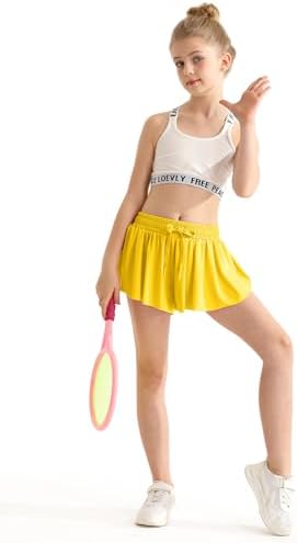 EQSJIU Girls Butterfly Shorts With Spandex Liner Preppy Flowy Athletic Shorts Skirts For Sports Running Dance Cheerleading