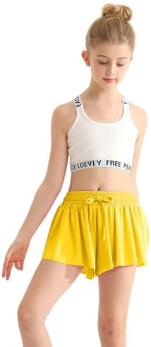 EQSJIU Girls Butterfly Shorts with Spandex Liner Preppy Flowy Athletic Shorts Skirts for Sports Running Dance Cheerleading