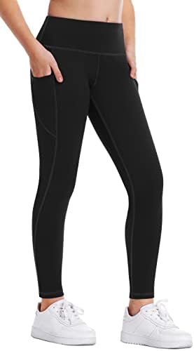 Ewedoos Girl's Athletic Leggings with Pockets Kids Yoga Pants Leggings for Girls Active Running Dance Tights