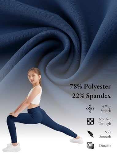 EXARUS 4 Pack Girls Leggings Teen Yoga Pants Crossover V Waist Ankle/Full Length High Waisted For Sports Tween Casual