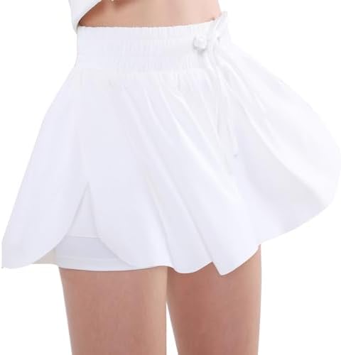 EXARUS Girls Butterfly Shorts Flowy Dance Athletic Skirt Cheer Skorts Teen Flutter Tween Clothes Preppy Outfits Kids