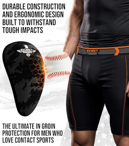 Exxact Sports Lightweight Athletic Cup Mens & Boys With Soft Rim Comfort For Superior Support Baseball Cup Youth Boys For T-Ball Football Lacrosse Hockey Groin Protector MMA Cup
