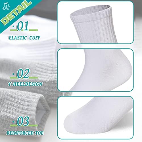 Eyean Kids Athletic Crew Socks Boys Girls Cotton School Uniform Casual Basic Socks 6 Pairs