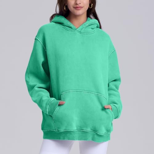 FAIABLE Mens Hoodies Oversized Unisex Acid Wash Hoodie Heavyweight Fleece Vintage Cotton Sweatshirt Men Women Streetwear
