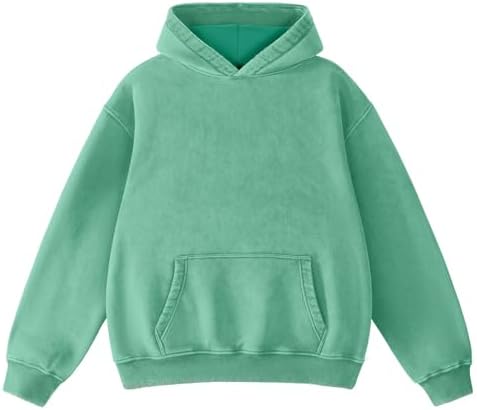 FAIABLE Mens Hoodies Oversized Unisex Acid Wash Hoodie Heavyweight Fleece Vintage Cotton Sweatshirt Men Women Streetwear