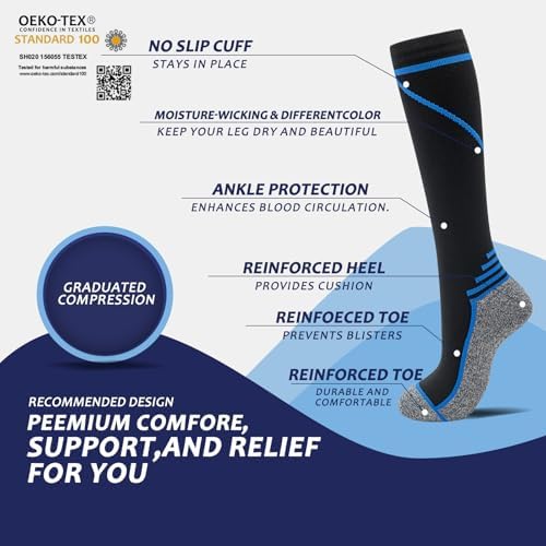 Fenglaoda 8 Pairs Compression Socks For Men & Women 20-30 MmHg Knee High Nurse Pregnant Running Medical And Travel Athletic