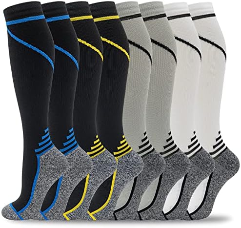 fenglaoda 8 Pairs Compression Socks for Men & Women 20-30 mmHg Knee High Nurse Pregnant Running Medical and Travel Athletic