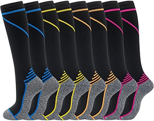 fenglaoda 8 Pairs Compression Socks for Men & Women 20-30 mmHg Knee High Nurse Pregnant Running Medical and Travel Athletic